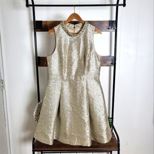 Eliza J | Gorgeous Jeweled Metallic Fit and Flare Party Dress Size 16